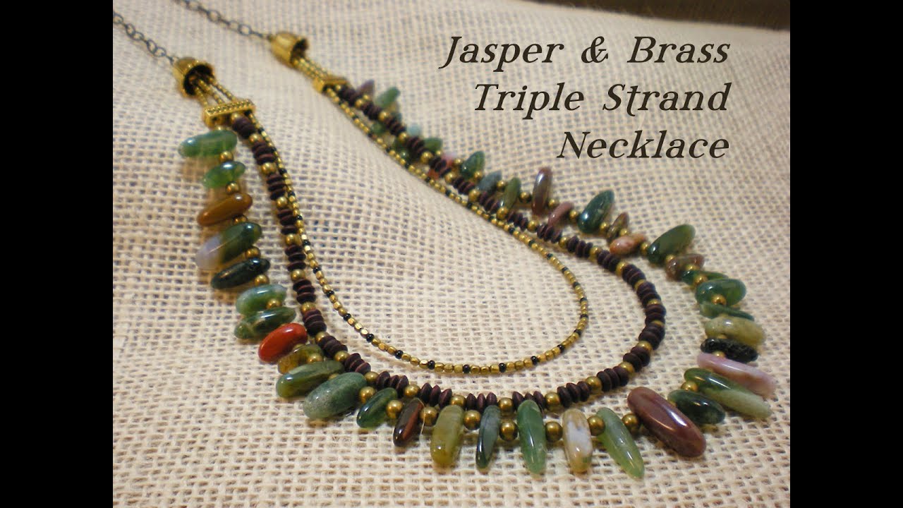 Jasper & Brass Bead Triple Strand Necklace Video Tutorial