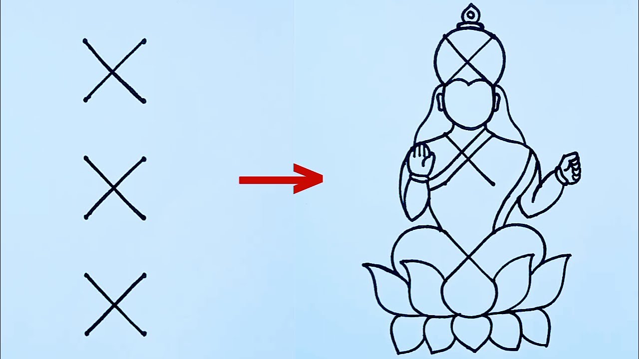 Maa Durga Devi drawing from 2×6 dots step by step // Maa Durga Rangoli //Durga Puja drawing