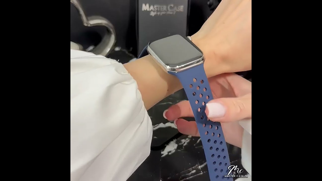 Bracelet Sport en Silicone MC Compatible Apple Watch SE 42 44 45 mm - Bleu Marine