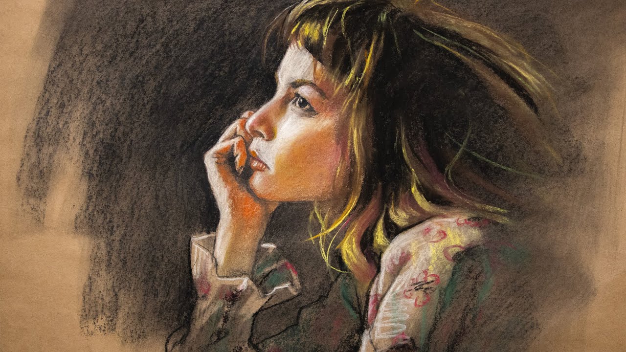 Pensive Profile: Portrait from Charcoal to Pastel