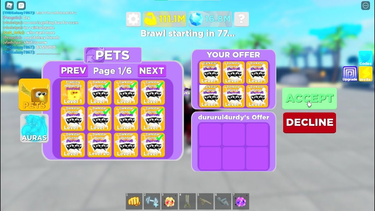 IAM TRADE MUCH PET DARK IN NEW UPDATE (QUESTS! 💪Muscle Legends)