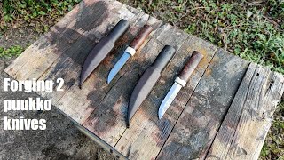 Knife Making & leather working - Forging 2 puukko knives (Available for sale)