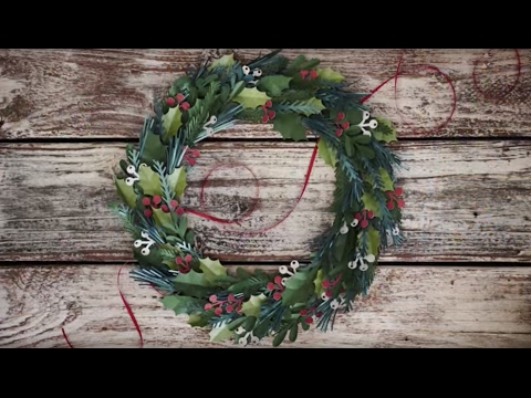 DIY Paper Christmas Wreath - Lia Griffith Holiday Flowers & Greens for JoAnn Fabric & Craft Stores - DIY Paper Christmas Wreath - Lia Griffith Holiday Flowers & Greens for JoAnn Fabric & Craft Stores