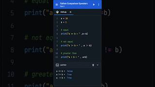 Comparison Operators Part 1 in Python 🌹❤️❤️🌹 #coding #python #java #ai
