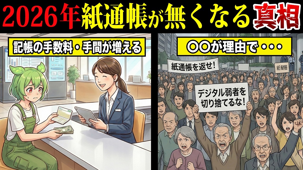 これは大改悪...2026年から紙の通帳を使ってると大損する理由【ずんだもん＆ゆっくり解説】