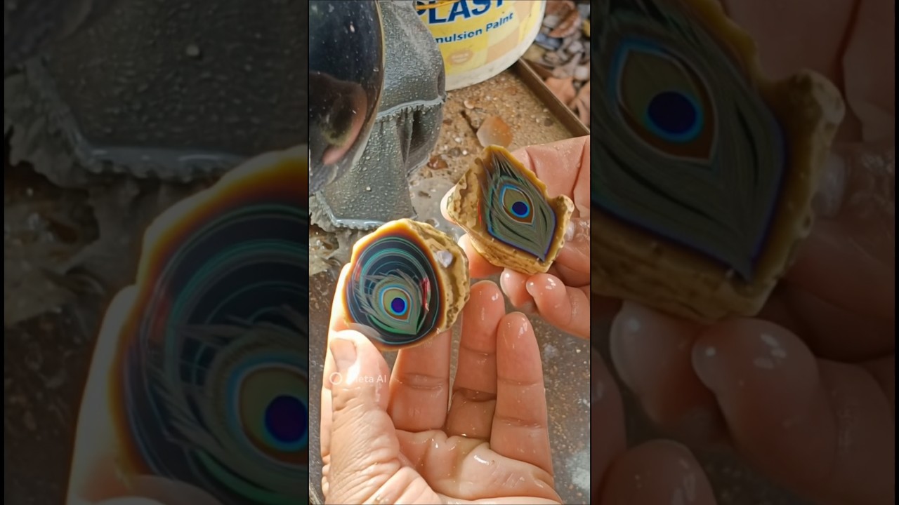 Вау... потрясающий черный опал с мотивом павлиньего пера.