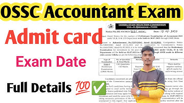 OSSC Accountant Exam Admit card/OSSC Accountant Exam Date/OSSC New update/#ossc
