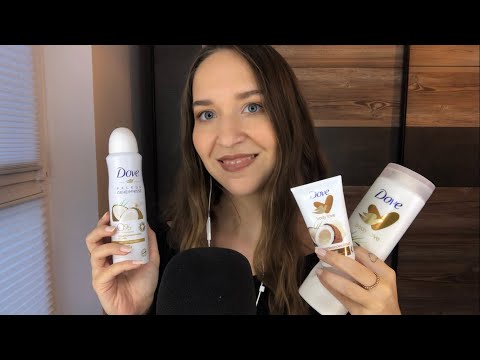 ASMR My Recent Body Care Faves 🛁🧴🤍 (Tapping, Scratching, Lid Sounds, Whisper Ramble)