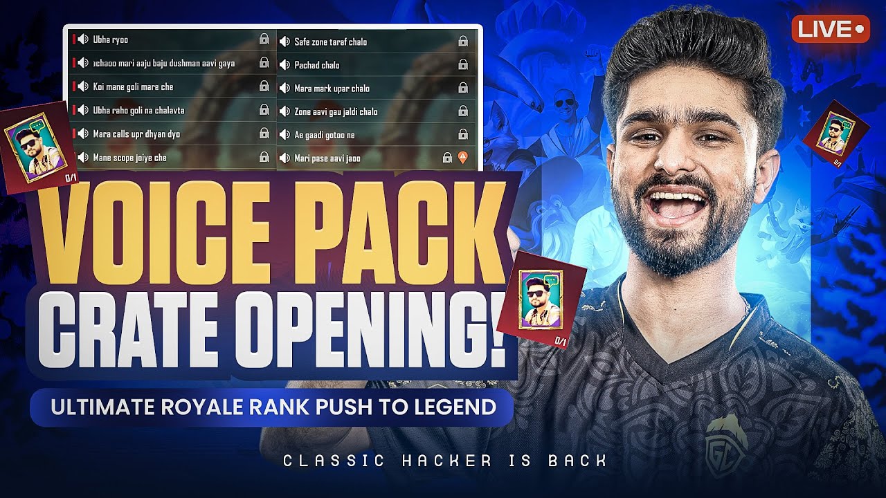 VOICE PACK OPENING | RANK PUSH TO LEGEND | BGMI LIVE - YouTube