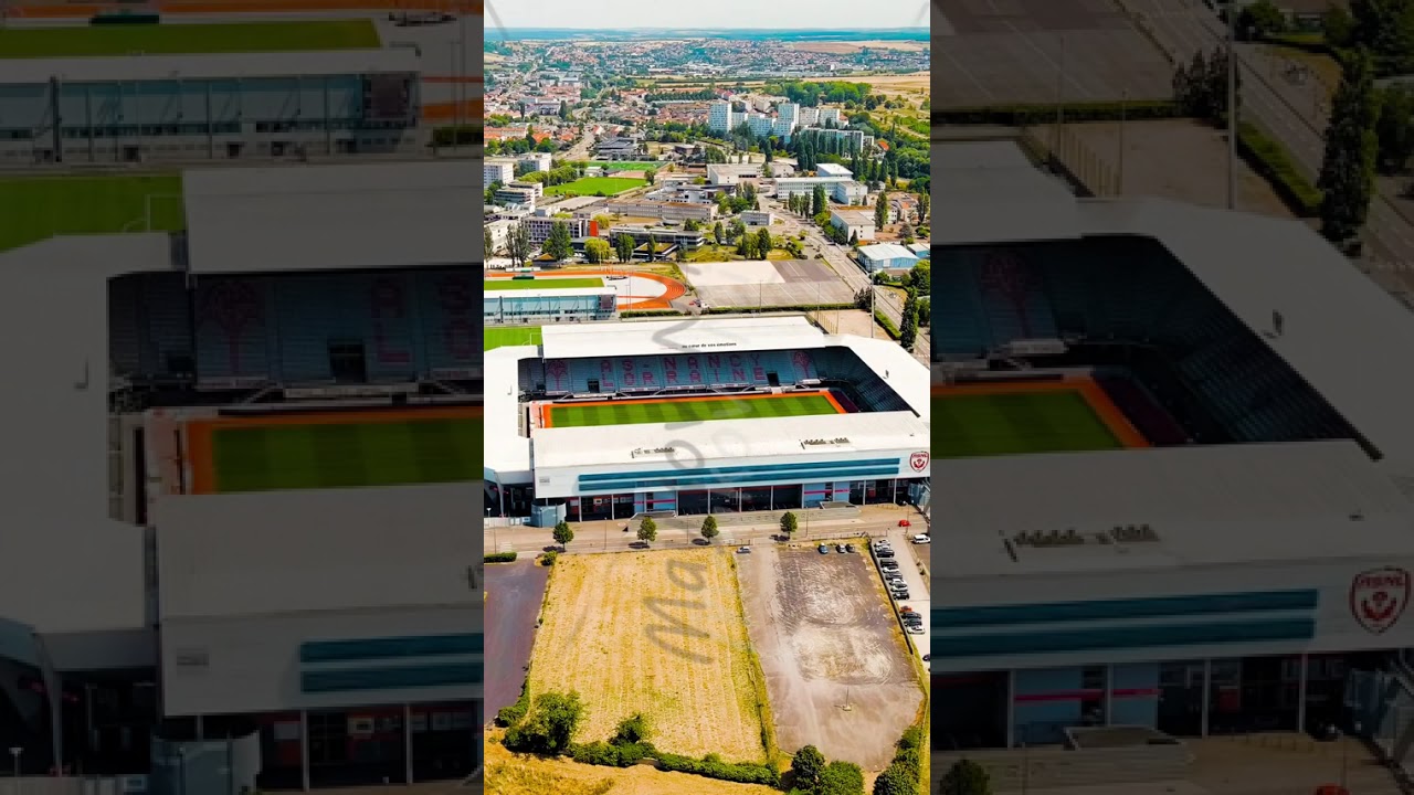 Vertical video. Nancy, France. Stadium Marcel Picot. AS Nancy-Lorraine - Football Club. Summer, S...