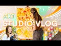 STUDIO VLOG ✨STARTED A HUGE PAINTING, SKETCHBOOK + PACKING ORDERS (A PRODUCTIVE DAY)