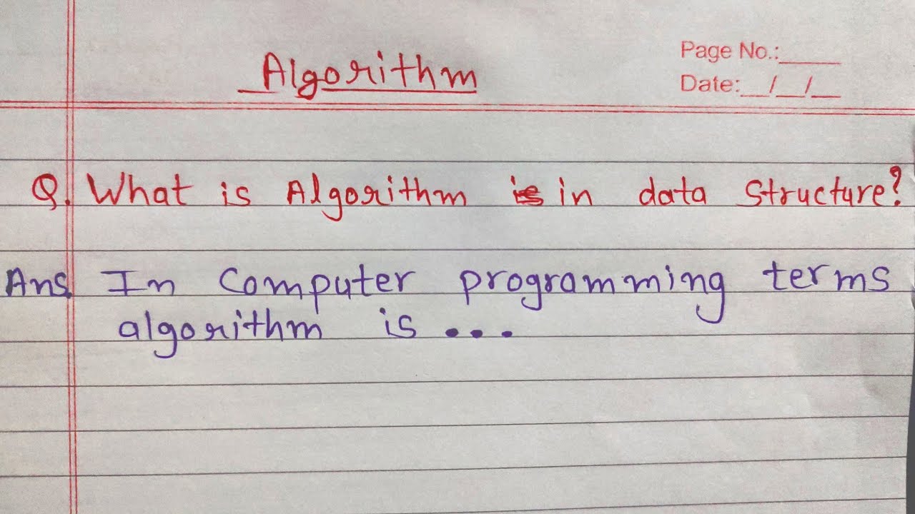 Algorithm in data structure hindi me - YouTube
