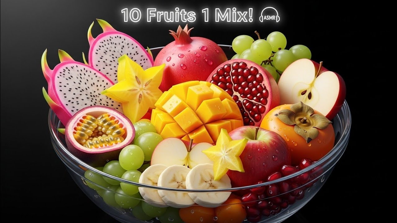 10 Fruits, 1 Mix! ASMR Bliss with Nature’s Sweetest Sounds 🍇🍎✨ 