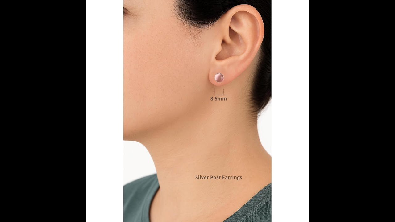 Pink Round Stone Small Silver Stud Earrings for Women Girls