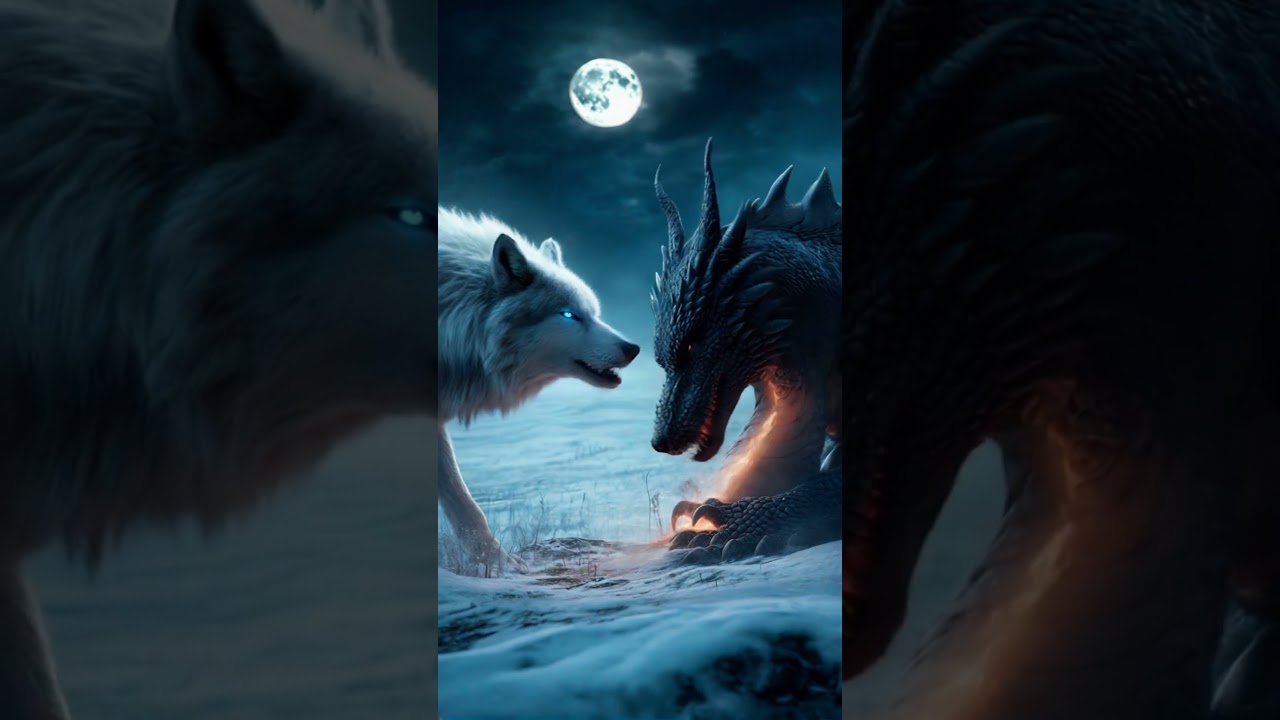 "Dragon + Wolf Hybrid Transformation: Epic Battle & Fusion!"