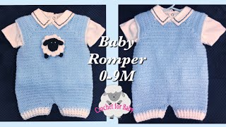 Crochet baby Rompers with lamb appliqué- boy or girl crochet dungarees 0-9M Easy Crochet for Baby screenshot 4