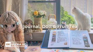 🫧 Relax with me | 📖 DIY Scrapbook & Doll👗 until Fruit Tea's Ready | with Kitty🐈️ | 8K | Lofi Music