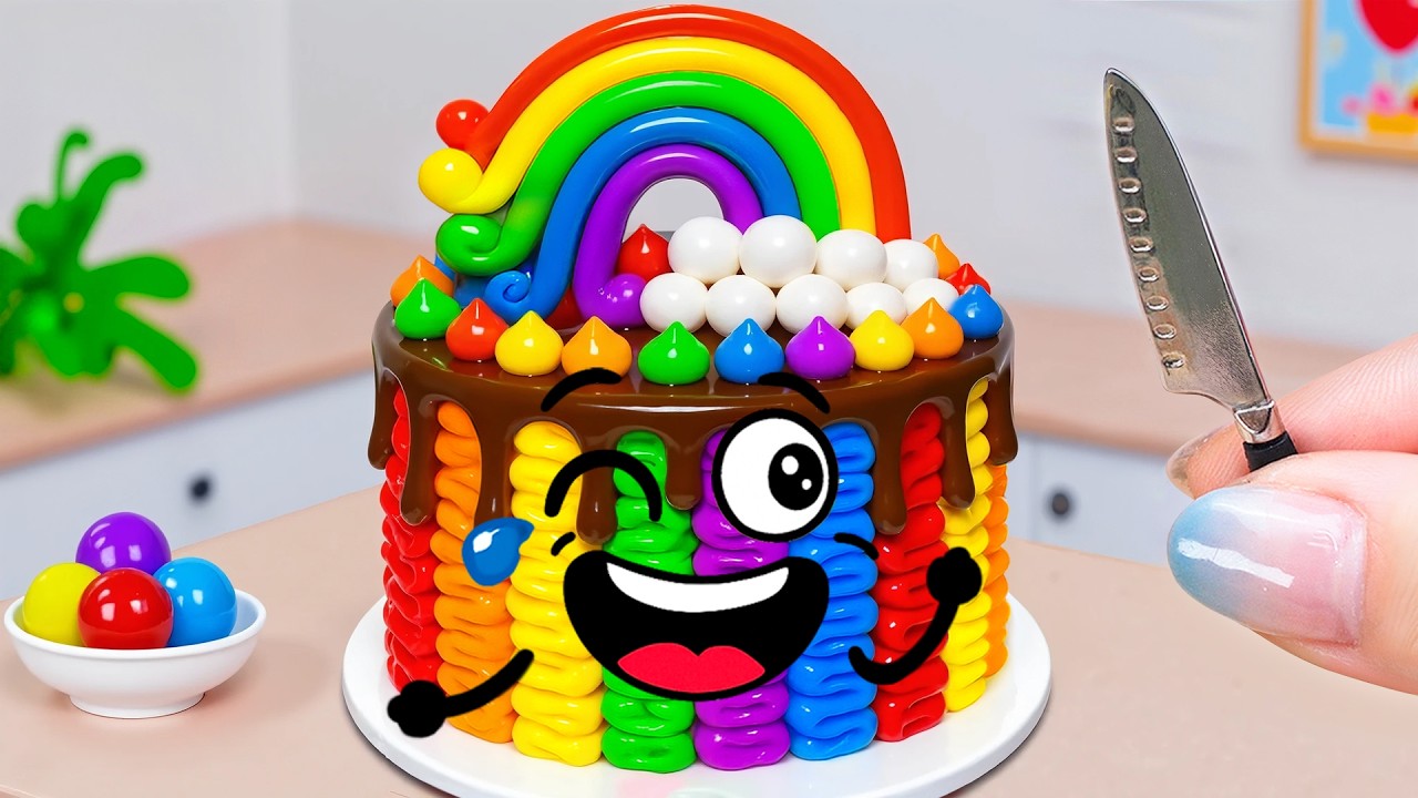 🌈Wonderful and Relaxing Rainbow Cake Design Inspiration🎂ASMR Mini Cake & Doodle Style