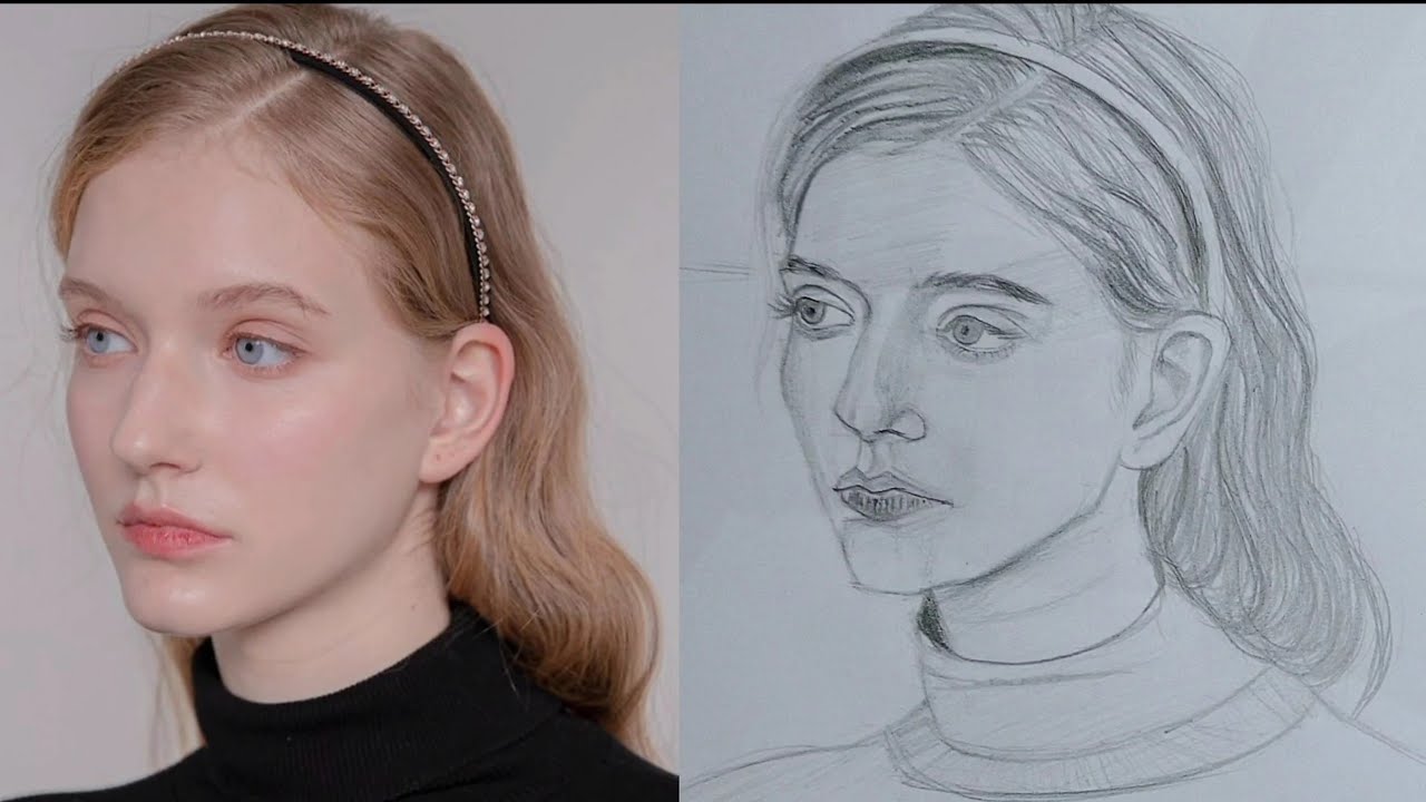 How to draw a girl step-by-step using Loomis Method | Portrait Drawing ...