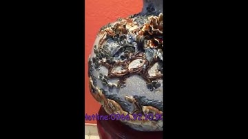 Bình hút tài lộc mã đáo thành công men rạn cổ đắp nổi