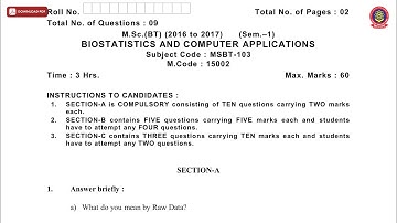 MSC 1ST SEM BT BIOSTATISTICS AND COMPUTER APPLICATIONS NOV 2019 | PTU