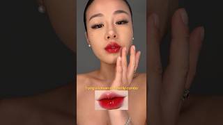Asian girl trying a korean viral red lip combo 🫦💉..