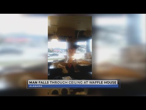 Man falls through Waffle House ceiling