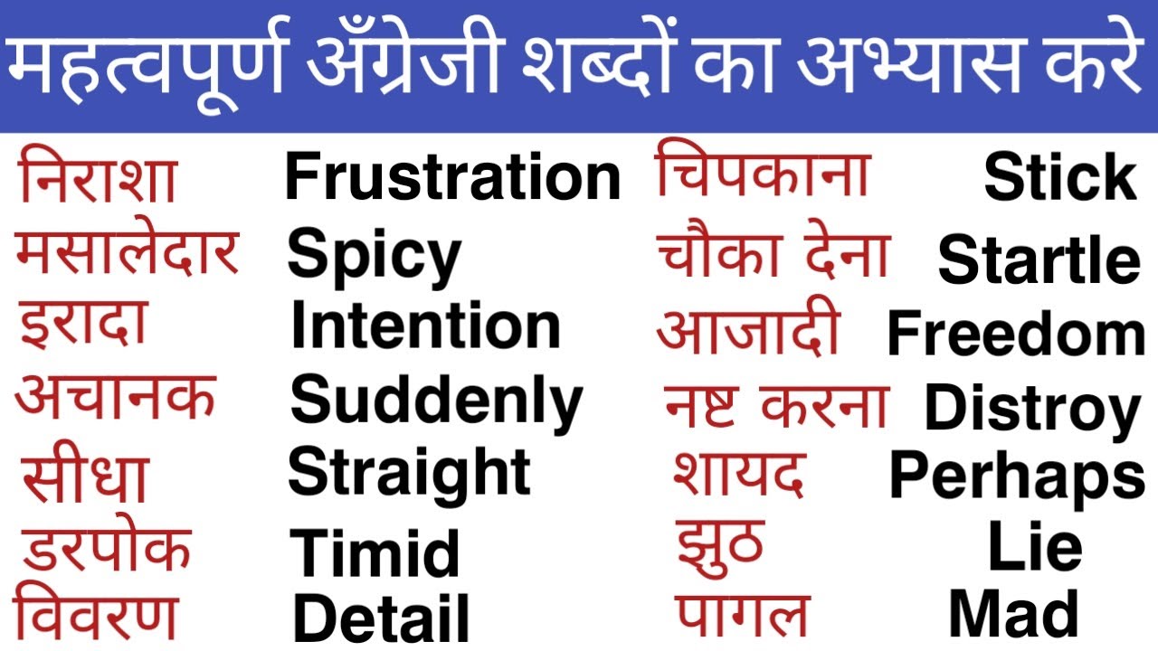 𝐁𝐚𝐬𝐢𝐜 𝐄𝐧𝐠𝐥𝐢𝐬𝐡 𝐖𝐨𝐫𝐝𝐬 𝐰𝐢𝐭𝐡 𝐇𝐢𝐧𝐝𝐢 𝐌𝐞𝐚𝐧𝐢𝐧𝐠/𝐄𝐧𝐠𝐥𝐢𝐬𝐡 𝐯𝐨𝐜𝐚𝐛𝐮𝐥𝐚𝐫𝐲 YouTube