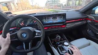 POV Town Drive - BMW i5 eDrive40 (Binaural Audio)