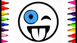 How to draw and Color| EMOJI Happy Faces Coloring Pages for kids| Children Learning Colored Markers