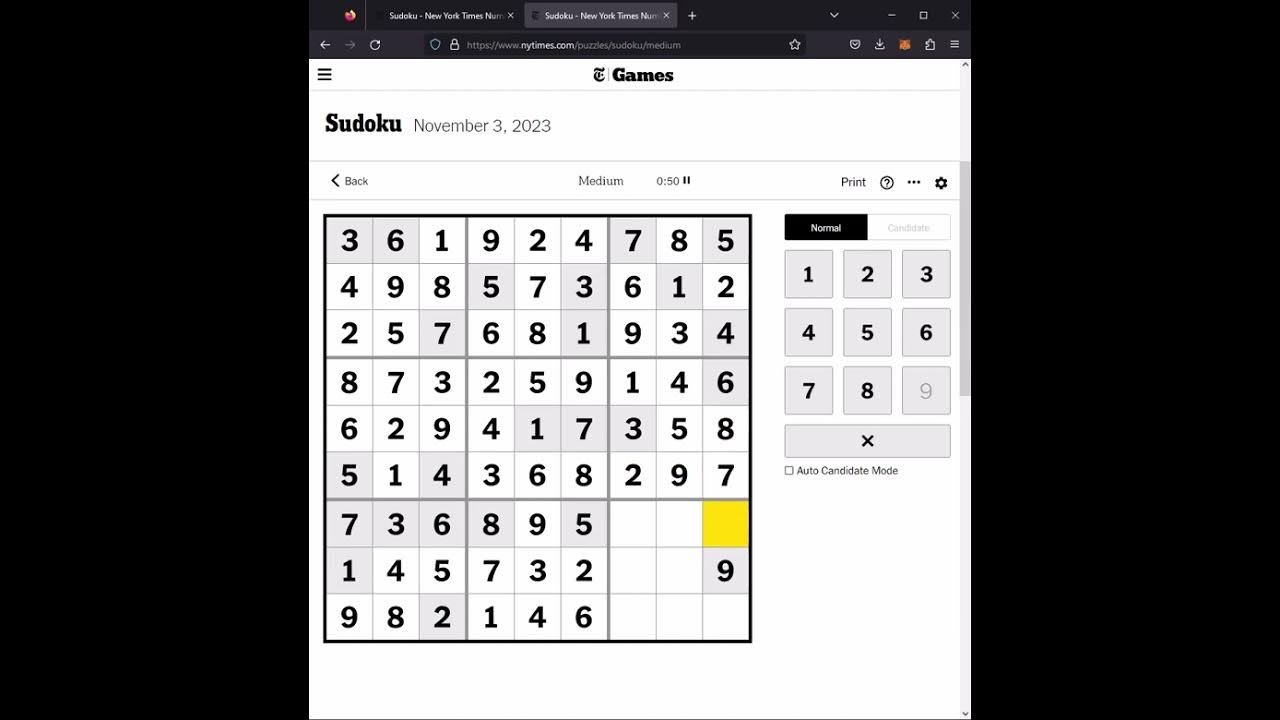 NYT Sudoku Medium Puzzle Today 9 November 2023 - News