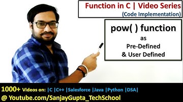 13 Function in C | pow( ) as predefined function and user defined function in c programming