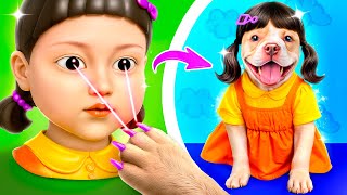 From Nerd to Squid Game Doll Makeover! Squid Game Doll in Real Life