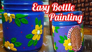 Bottle art| kitchen decoration ideas| floral paint on container| bottle decoration #yt #diy #youtube