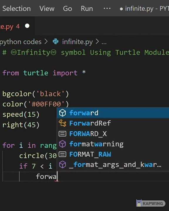 Infinity ♾ symbol using turtle module in Python | TigerCodes | #shorts ...