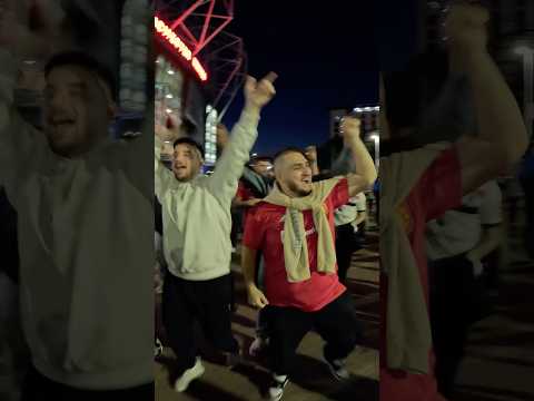 Manchester United fans celebrate Post match