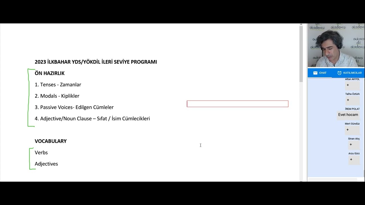 Ümit Hoca ile 2023 İlkbahar İleri Seviye 1. Ders