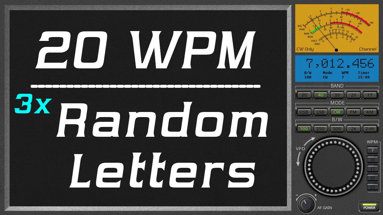 20wpm Repeat three times Random Letter, morse code course - YouTube