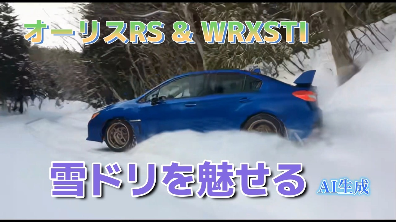 雪道でドリフト走行２　雪ドリを魅せる(AI生成)