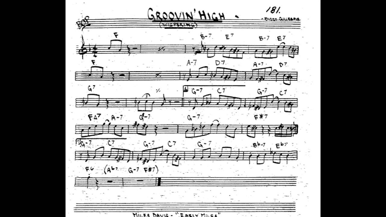 Groovin' High Play along Backing track (Bb key score trumpet/tenor