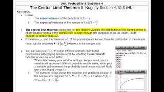 I.B. Mathematics A&I Lesson 4.15b "The Central Limit Theorem II"