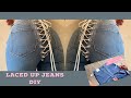 LACED UP JEANS DIY : easy detailed string up jeans