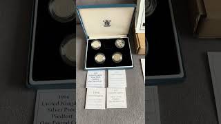 1994 - 1997 UNITED KINGDOM SILVER PROOF PIEDFORT ONE POUND COLLECTION.