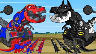 SPIDER T-REX vs BATMAN T-REX DINOSAUR,Godzilla, Truck,Tractor,Tank KB:Most Dramatic T-rex Dinosaur