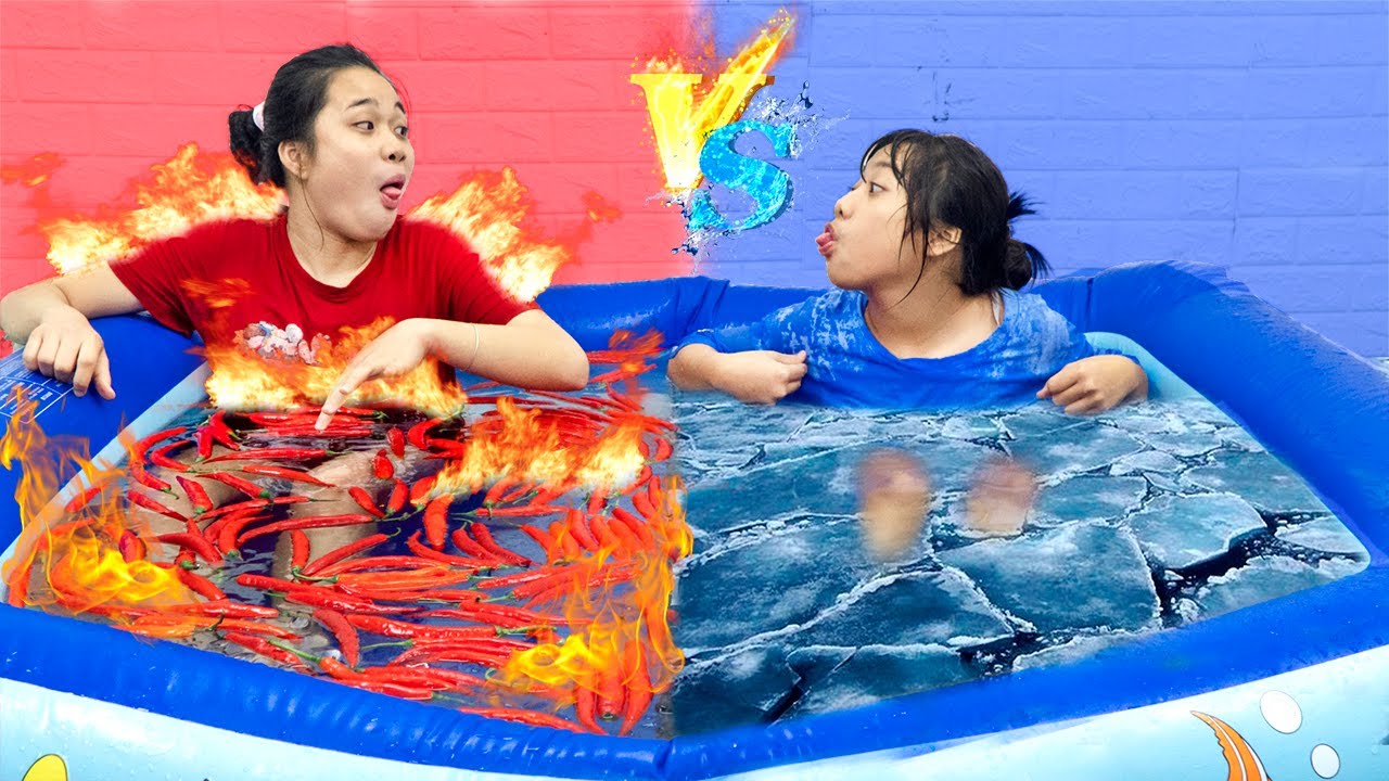 bể bơi nước nóng New 2022 Bể Bơi Nóng Và Lạnh ❤ Hai Chị Em Lửa và Băng Giá - Trang Vlog