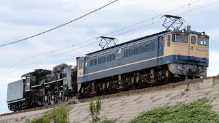 配9983レ 新山口配給 EF65 1128号機【関】+C57 1号機【梅】 通過シーン #配給列車 #ef65国鉄色 #c571 #通過シーン