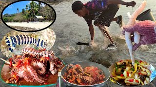 Semua jenis Seafood Mahal ada diPulau ini, Udang Mantis,Gurita,Teripang,Kerang Mutiara masak diGubuk