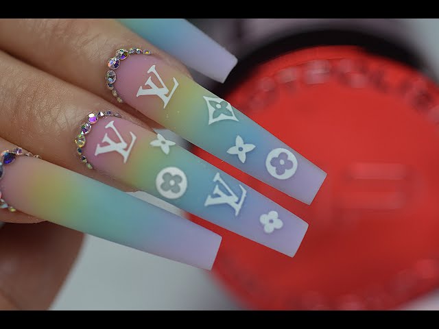 ACRYLIC NAILS TUTORIAL I LOUIS VUITTON DESIGN I HOW TO DO OMBRE