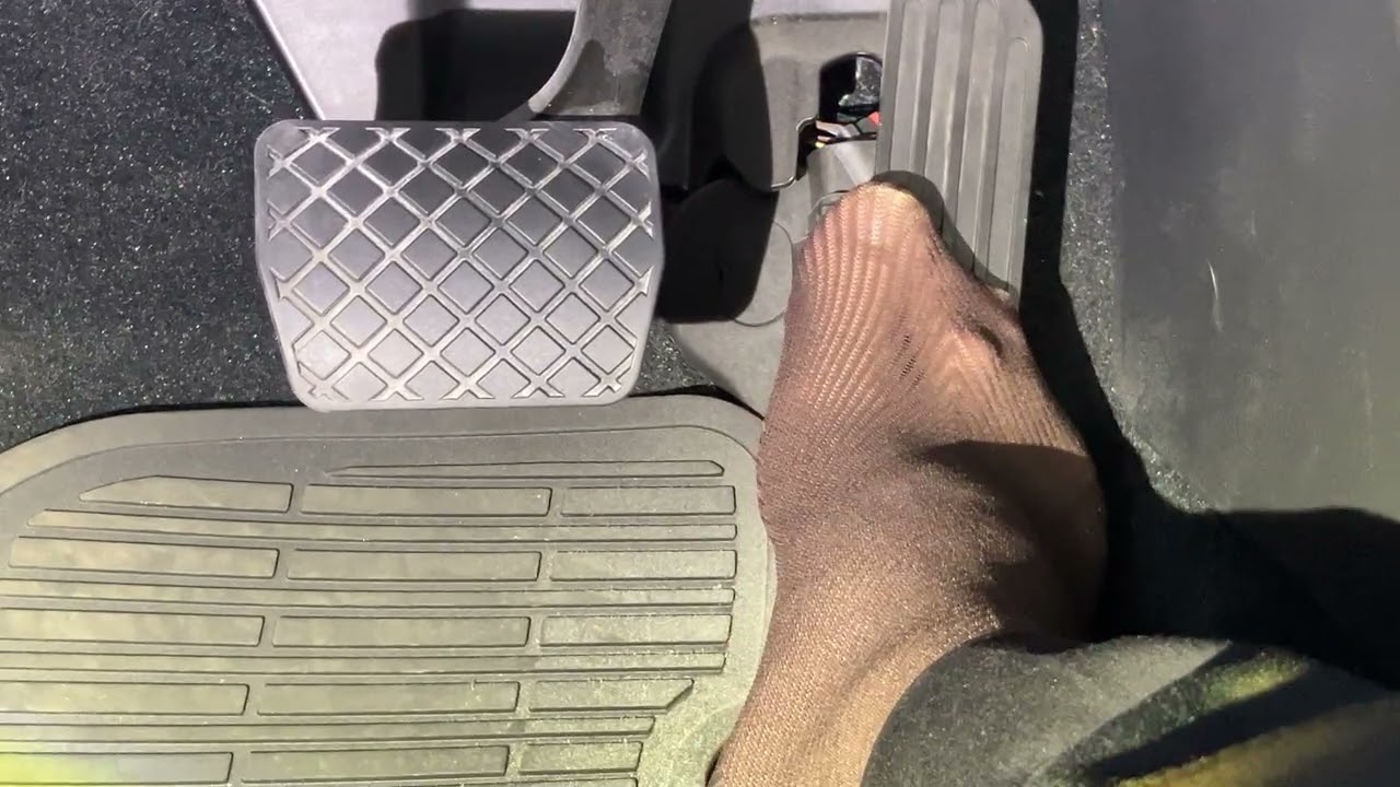 Driving VW in Brown Herringbone Nylons