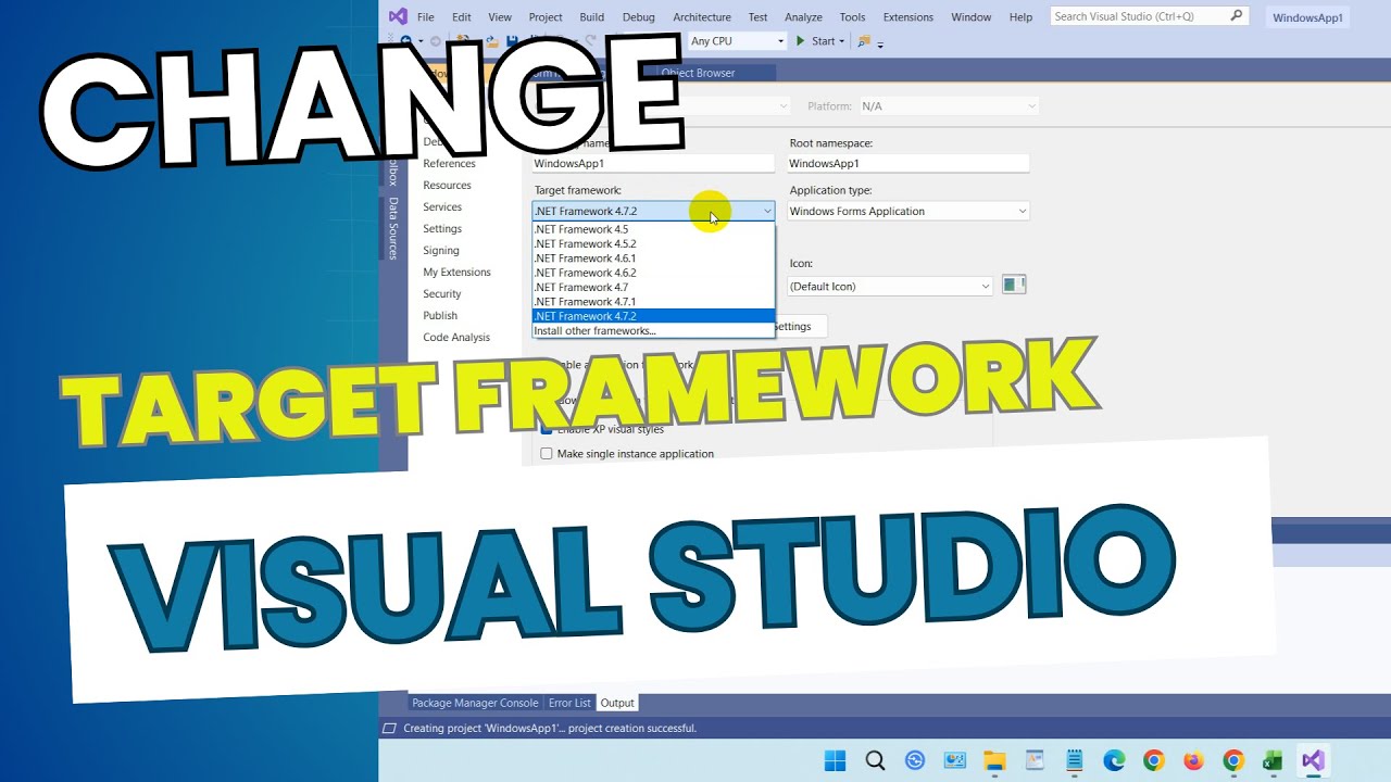 How to Change Target Framework in Visual Studio